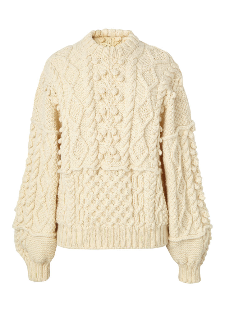 Cream chunky hand-knit jumper by Jennifer Koch in byLaxtons yarn